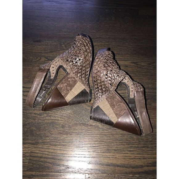 SAM EDELMAN Kasi Brown Woven Leather Wedge Platform Sandals Womens‎ Sz 8.5 M - Picture 6 of 7